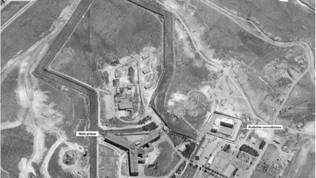 Une vue aérienne de la célèbre prison syrienne de Seydnaya