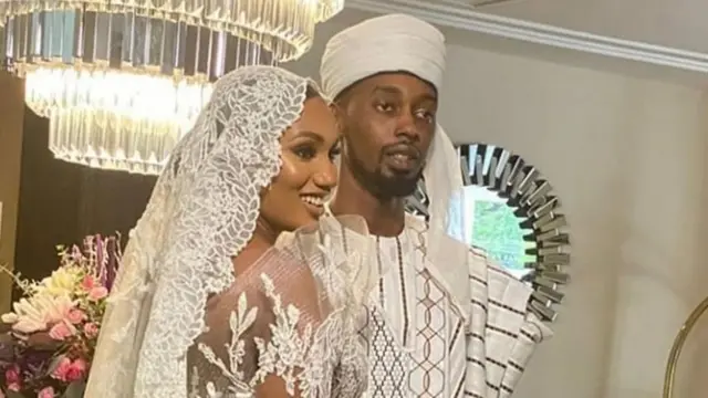 Fatima Nuhu Ribadu da angonta Aliyu Atiku Abubakar ranar ɗaurin aurensu