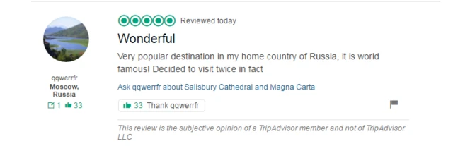 Отзыв на сайте TripAdvisor