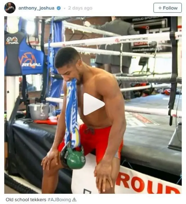 Captura de pantalla de la cuenta de Instagram de Anthony Joshua