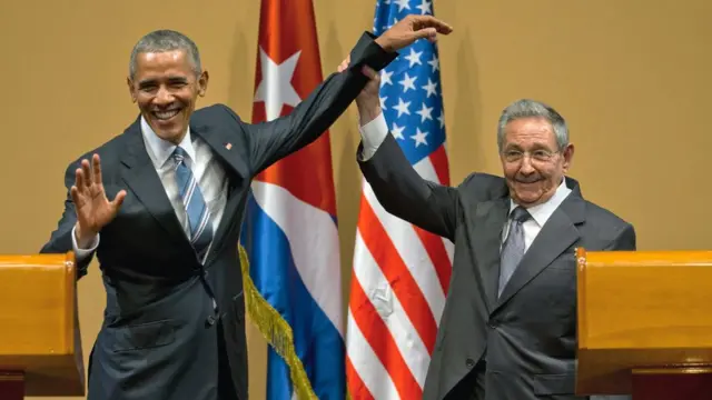Obama con Raúl Castro