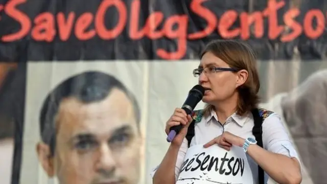 Сестра Олега Сенцова на акції на його підтримку