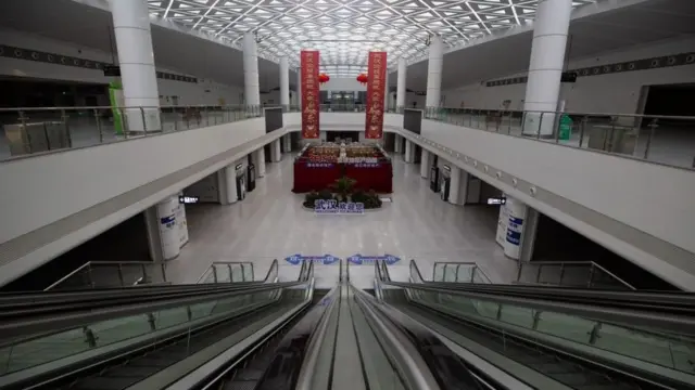 Aeropuerto vacío de Wuhan.
