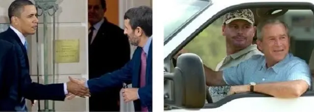 صور مختلقة للرئيسين الأمريكيين جورج بوش وباراك أوباما