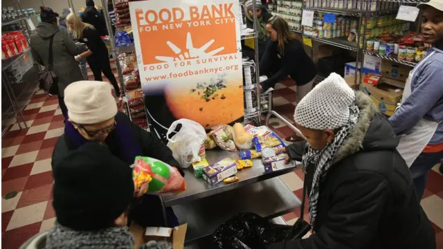 Un banco de alimentos en Nueva York.