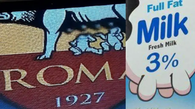 یکی از کاربران توییتر تبلیغ یکی از شرکت‌های لبنی در تلویزیون را با این لوگو مقایسه کرده