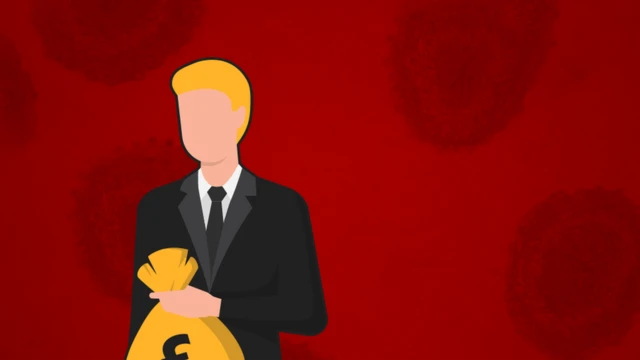 المتحيل: صورة رجل يرتدي بدلة أنيقة يحمل كيسا من المال