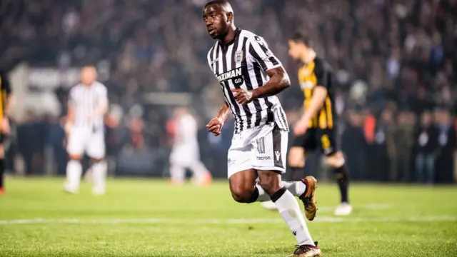 Le capitaine de la sélection angolaise, Djalma Campos, en 2018 quand il jouait en Grèce sous les couleurs du PAOK F.C.