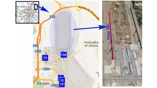 Mapa del lugar de la tragedia del vuelo Spanair JK5022 en 2008.