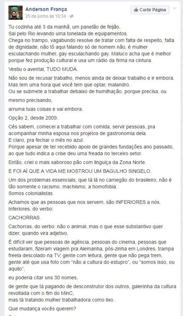 Trecho do depoimentogoias e coritiba palpiteFrança no Facebook