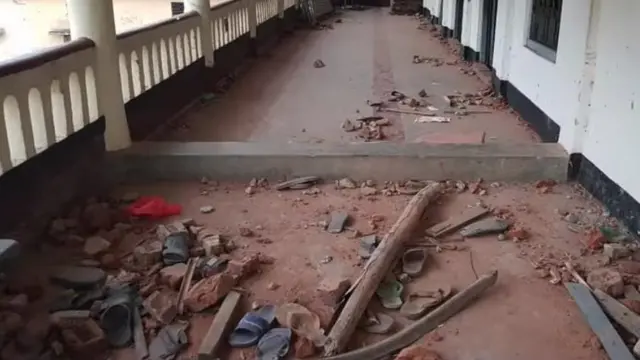 ঘটনার পর মাদ্রাসা ভবনের অবস্থা, সোমবারের ছবি