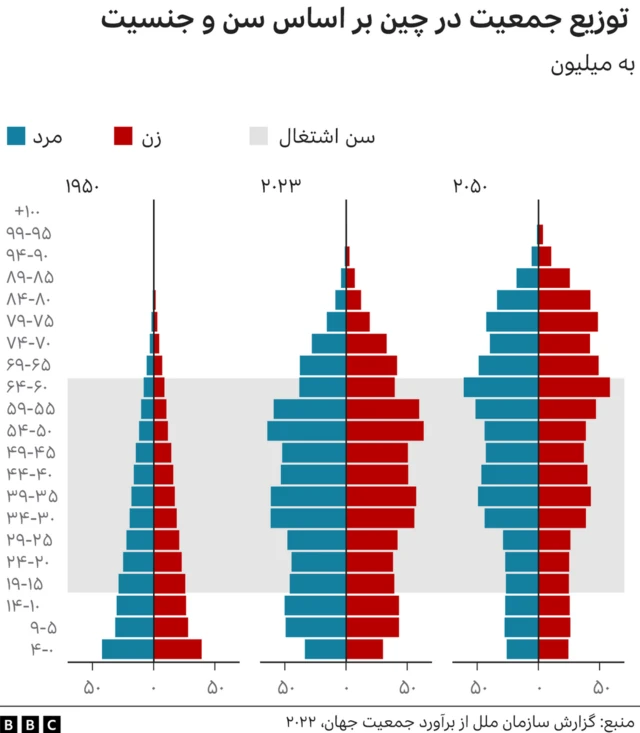 نمودار توزیع جمعیت در چین