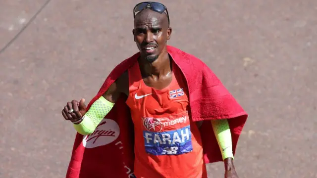 Mo Farah, lors de l'édition 2018 du marathon de Londres qu'il a remporté plusieurs fois.