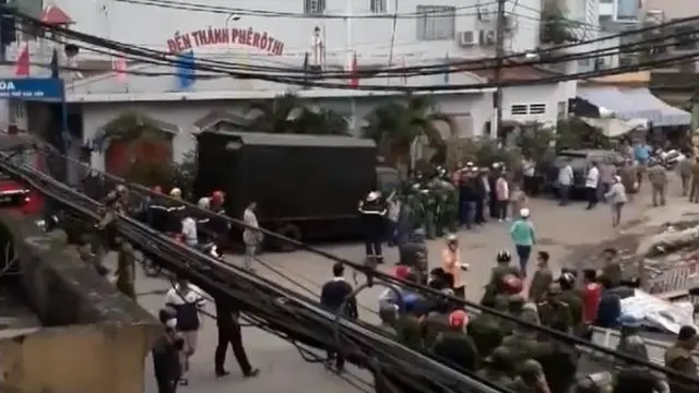 Vụ việc cưỡng chế xảy ra ở một góc đường Chấn Hưng và Hưng Hóa, gần Đền thánh Phê rô Thi