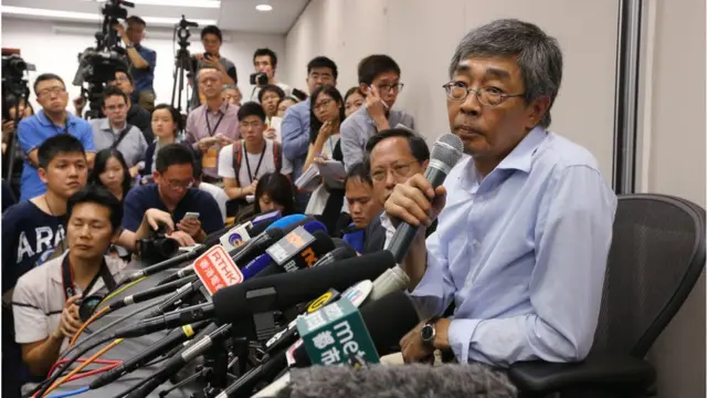 Causeway Bay Books bookseller Lam Wing-kee meets the media at Legco Building in Tamar. 16JUN16