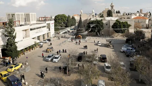 Manger Square di Bethlehem di daerah yang diduduki Tepi Barat, pada 23 Desember.