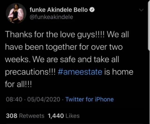 Funke Akindele tweet