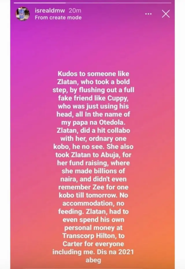 David Israel Insta story