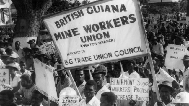 Protesta en Guyana en 1945