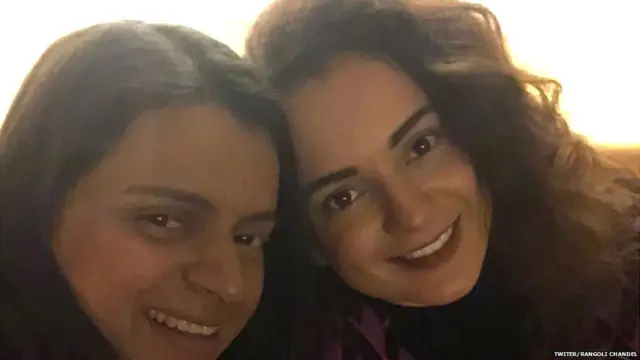 अपनी बहन रंगोली के साथ कंगना