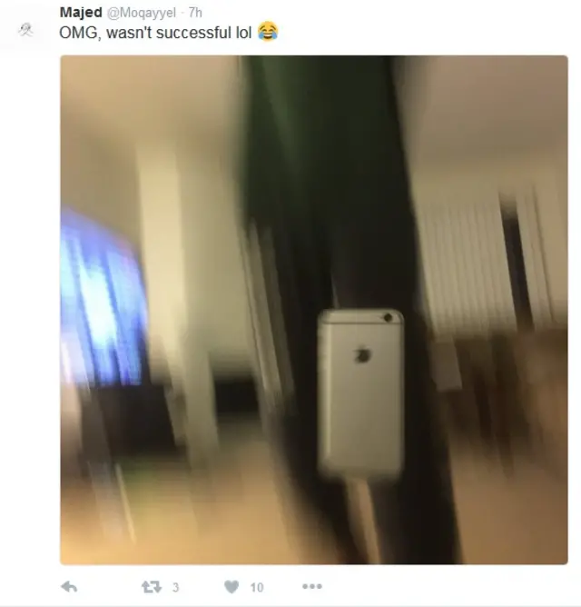 "¡Dios Mío! No me salió bien", escribió otro usuario, en cuya foto se apreciaba un iPhone "en el aire".