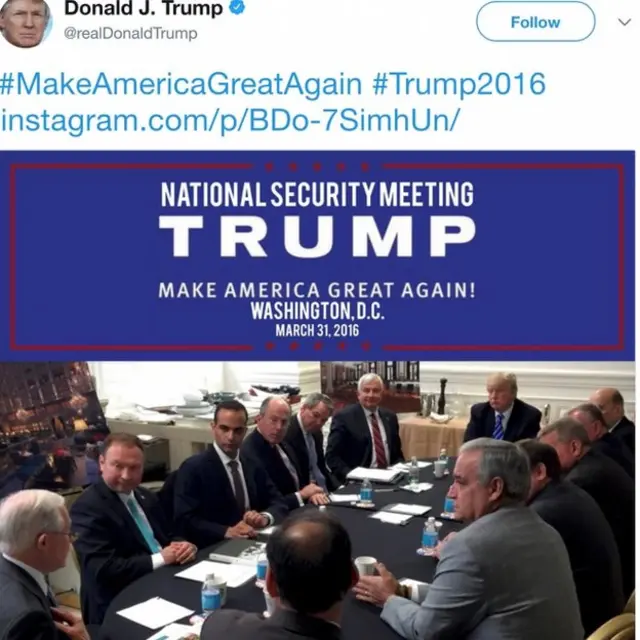 Papadopoulos en una reunión de campaña de Trump.