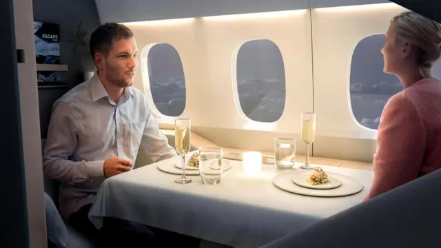 Концепция стильного и подсоединенного к глобальной сети салона для состоятельных авиапассажиров