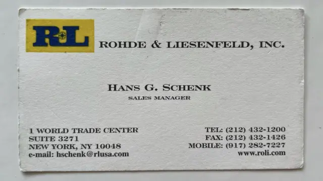 Hans Gernot Schenk Business Card