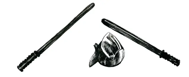 Дубинки, шлем