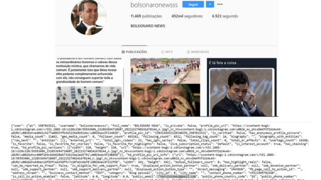 Código fonte mostra e-mailbetano aposta onlineTercio Arnaud Tomaz ligado a página Bolsonaro Newsss no Instagram