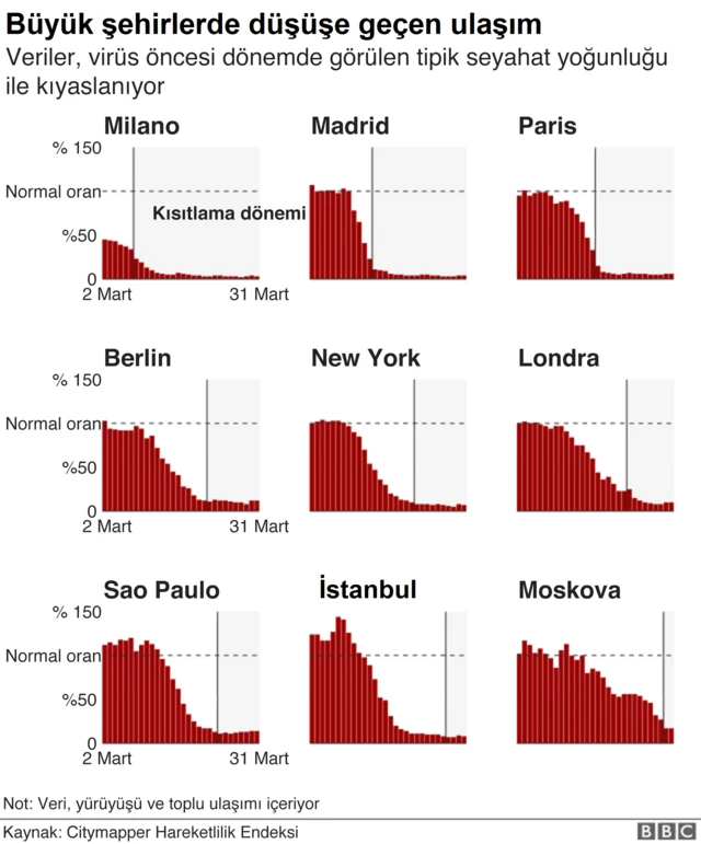Büyük şehirlerde ulaşımda gözlenen düşüş