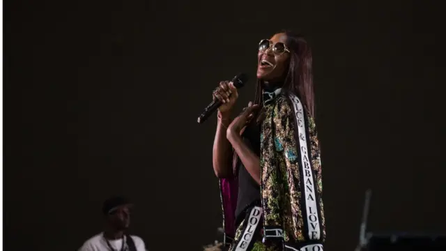 Naomi Campbell on stage during AFROREPUBLIK festival for O2 Arena on May 26, 2018 in London, England