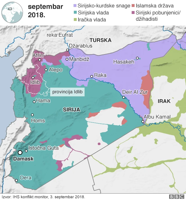 мапа провинције идлиб у сирији