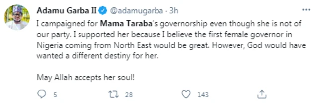 Aisha Alhassan "Mama Taraba" dies: [Buhari former 'Minister' of Women Affairs don die]