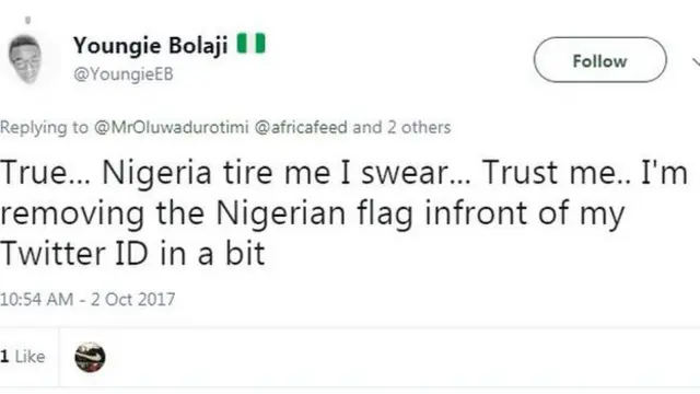 Nigeria don tire dis person.