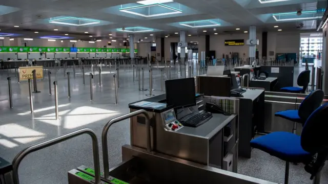 Empty concourse at Gatwick Airport