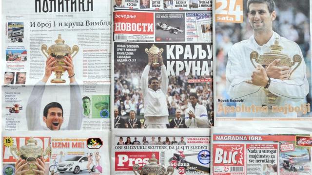 Serbian newspaper front pages