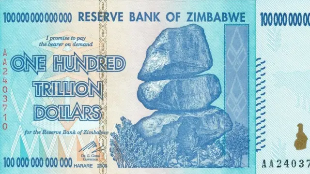 ورقة بنكنوت بقيمة 100 تريليون دولار زيمبابوي