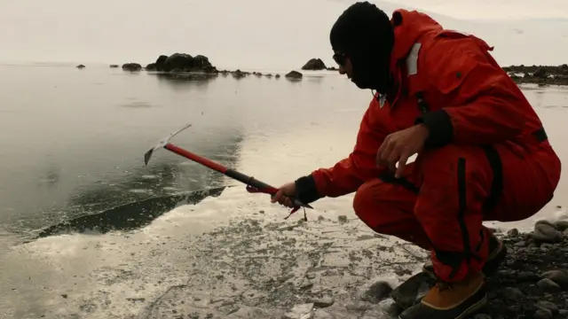Pesquisador Luiz Henrique Rosa na Antártida