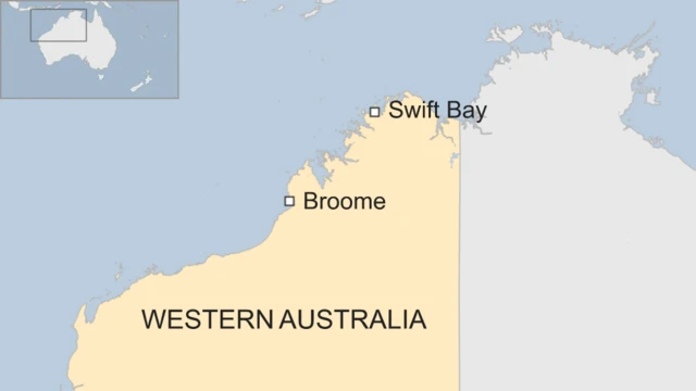 現場はブルーム（Broome）市から約500キロ離れたスウィフト湾（Swift Bay）付近