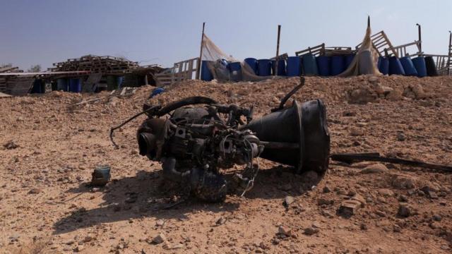 remains of rocket booster near Arad