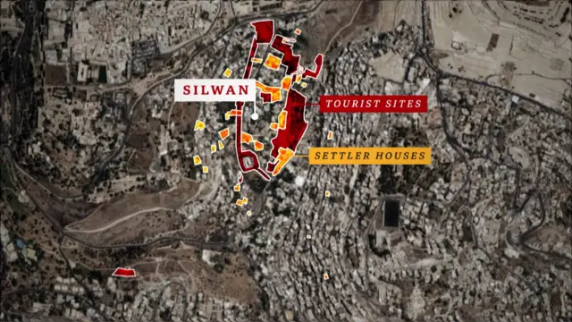 Map of Silwan with annotations