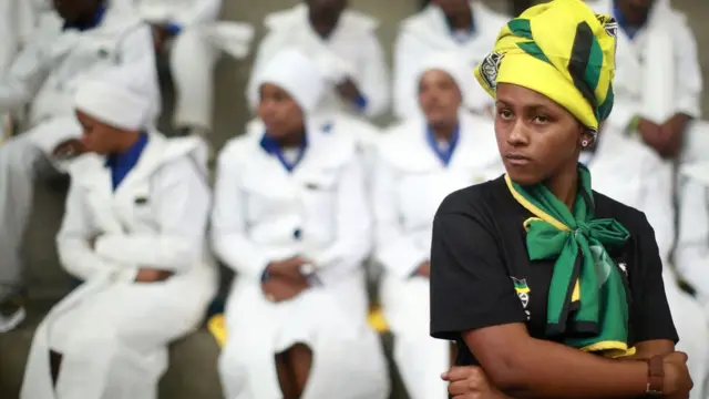 Relatives, party activists and representatives of the ANC Women's League attend the funeral ceremony of late African National Congress (ANC) ward candidate Khanyisile Ngobese-Sibisi in Ladysmith, South Africa - Saturday 23 July 2016