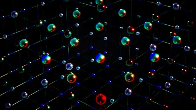Esferas de diferentes colores representando diferentes estados de la materia