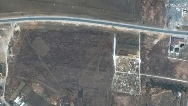 Maxar'ın paylaştığı mezar görüntüsü