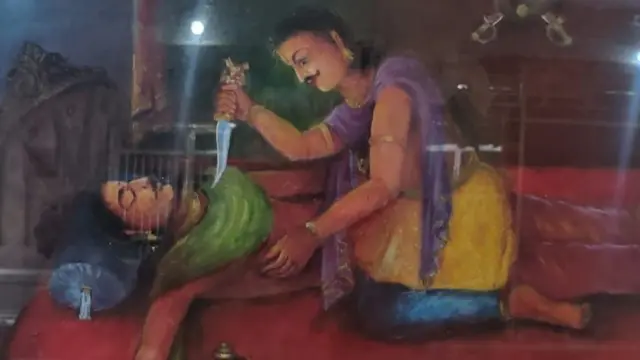 తాండ్ర పాపారాయుడు పెద విజయరామరాజును హత్య చేస్తున్న దృశ్యం పెయింటింగ్