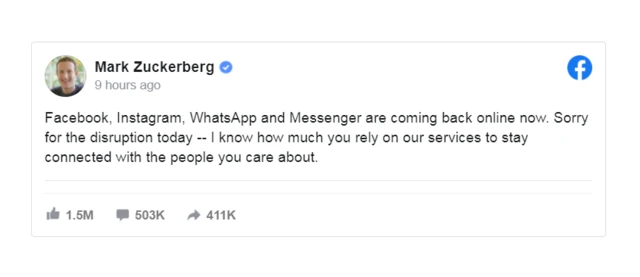 Screengrab y'ubutumwa bwa Mark Zuckerberg