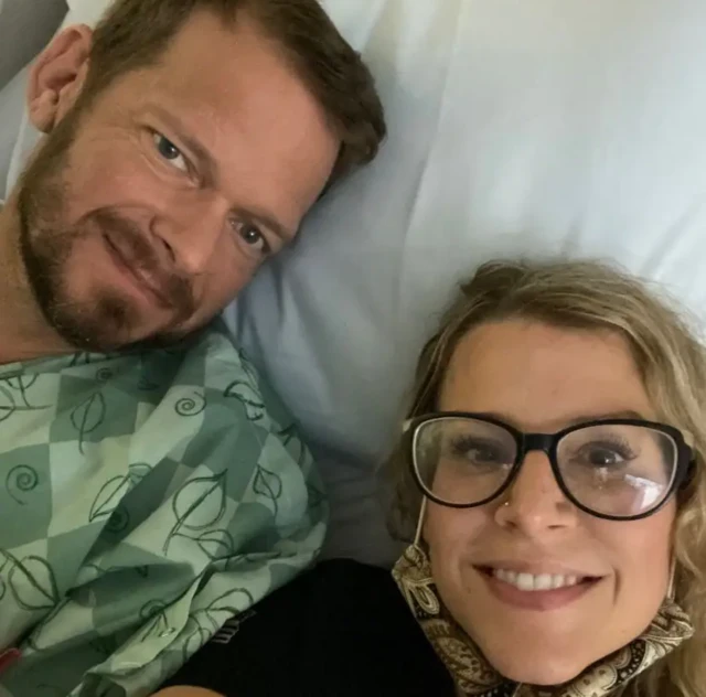 Lance and Susan Ellis at Piedmont Atlanta Hospital on March 19, on the morning of the double transplant surgery. (Susan Ellis)