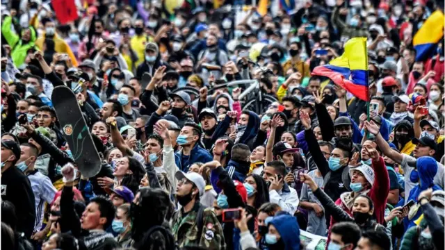 Uma manifestação na Colômbia