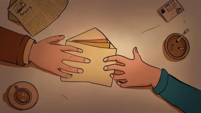 Рисунок - руки передают друг другу конверт
